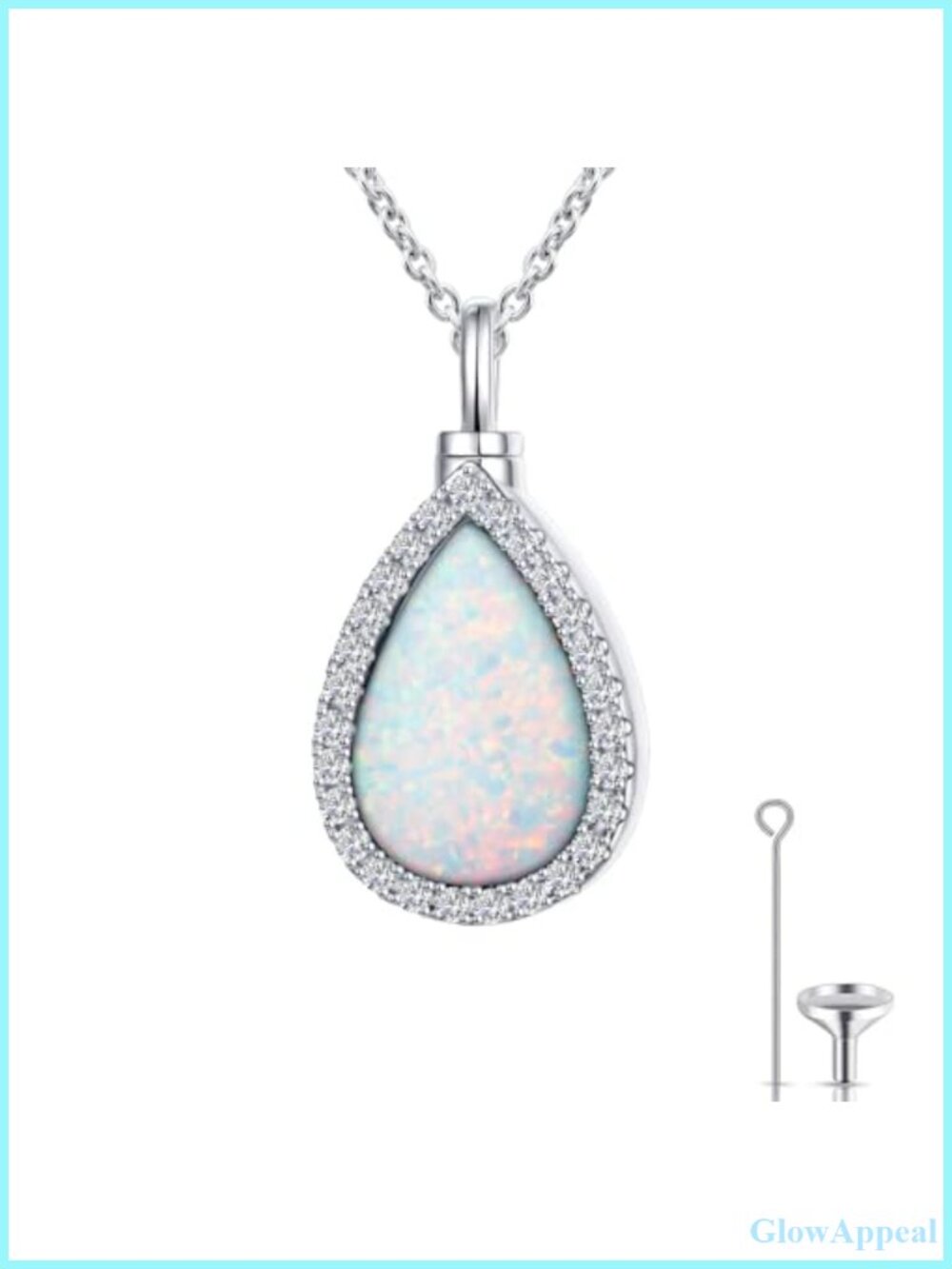 925 Sterling Silver Opal Urn Necklace for Ashes Keepsake Pendant Memorial